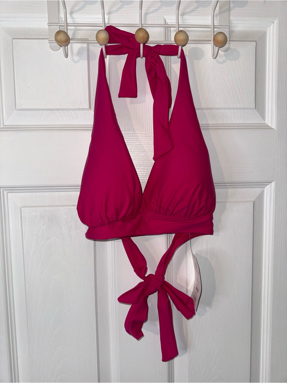 Women’s Halter Bathing Suit Top XL Pink Removable Pads Tie Back Swim Top NWT